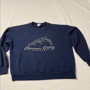 Vintage Jerzees Ocean City Maryland Crewneck Sweater - Dark Blue